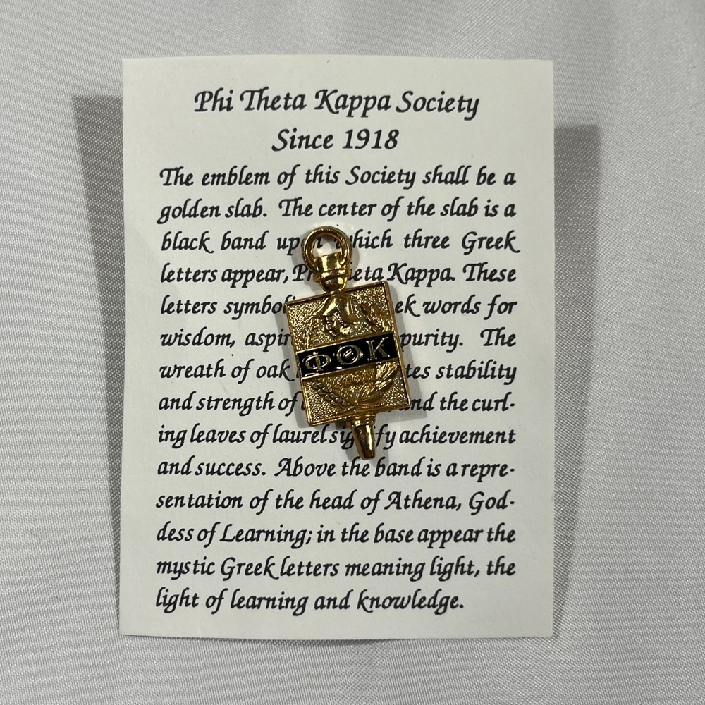 Phi Theta Kappa Lapel Pin Gold Black Greek Honor Society Achievement